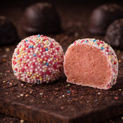 Rágógumi ízű marcipán desszert. Bubble gum-flavored marzipan dessert. Marzipandessert mit Kaugummi-Geschmack.